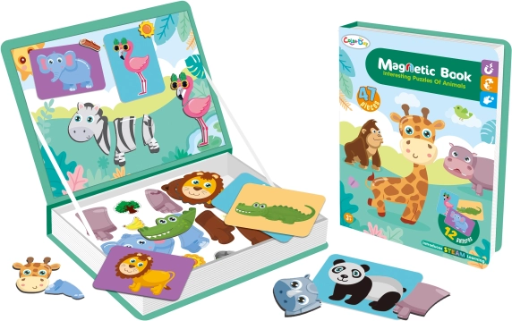 Mágneses könyv szafari állatokkal, 47 darab