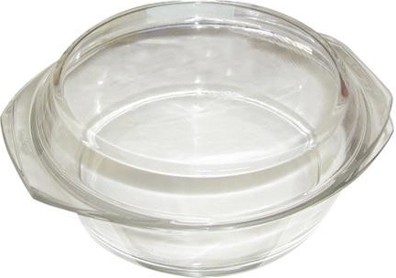 Kerek üveg sütőtál fedővel, 2,5 l, átmérő 21 cm