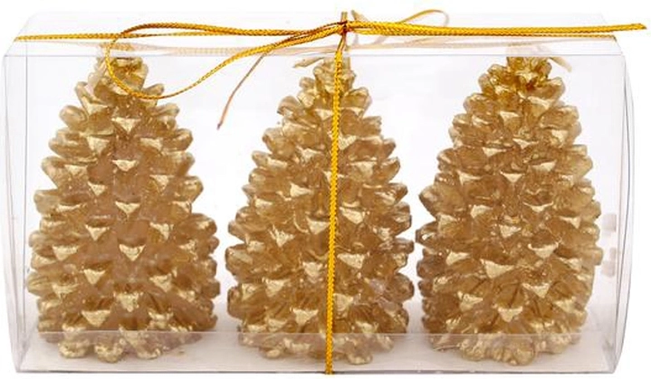 Karácsonyi tobozgyertyák PROVENCE arany, 3 darabos készlet