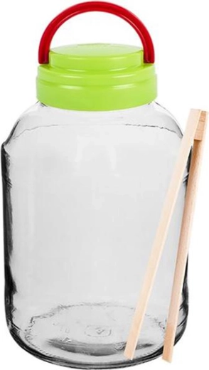 Befőzőüveg fedéllel és csipesszel, 3 l
