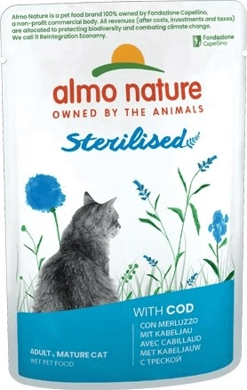 Almo Nature Holistic Sterilized Cat alutasak ivartalanított macskáknak tőkehallal 70 g