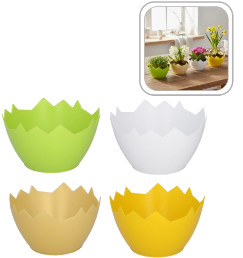 Műanyag kaspó repedt tojáshéj alakban, 12 cm