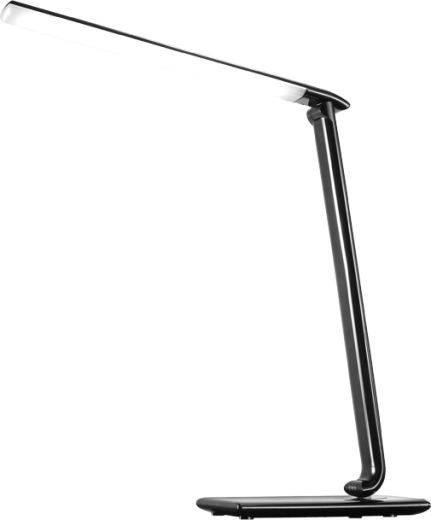 Solight fényerő-szabályozható, 12 W-os LED asztali lámpa állítható színhőmérséklettel és USB-csatlakozóval, fekete fényes