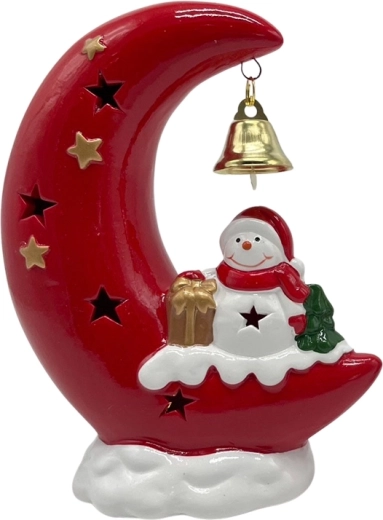 Kerámia hóember a holdon LED világítással