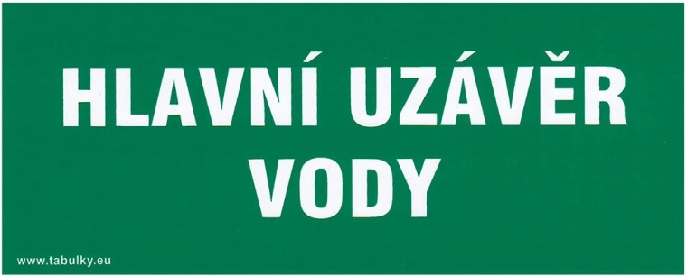 Öntapadó biztonsági tábla Fő vízelzáró 210 × 87 mm