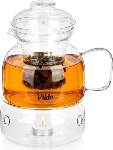 Vilde 1,5 l üveg teáskanna szűrővel és melegítővel