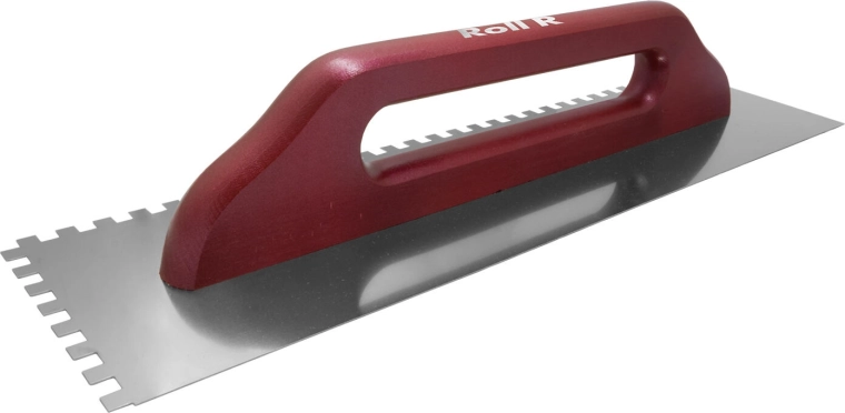 Fogazott rozsdamentes acél simító 12 mm, 480 × 130 mm