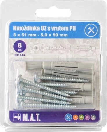 Csomóképző peremes tipli 8 mm PH csavarral, horganyzott, 8 darabos készlet