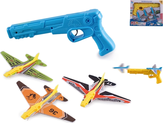 Habrepülő kilövő pisztoly – szórakoztató gyerek szett