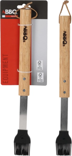 Rozsdamentes acél grill ecset fa nyéllel, 37,6 × 4,2 cm
