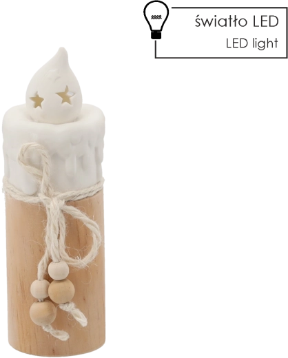 Karácsonyi kerámia LED-gyertya, 7 × 7 × 19 cm