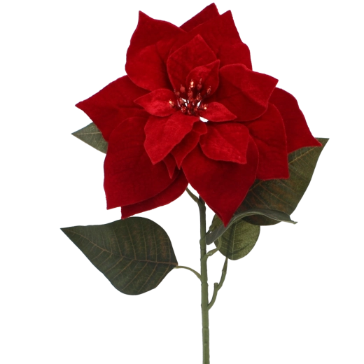 Mesterséges dekorációs ág betlehemi csillag (poinsettia) piros 80 cm - 1 db