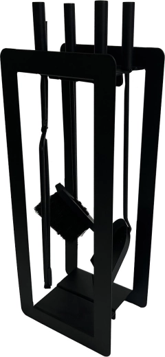 Kandallóeszköz-készlet 60 cm – fekete, fém, 4 részes állvánnyal