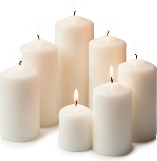 Illatmentes fehér henger gyertyák készlete, 7 db