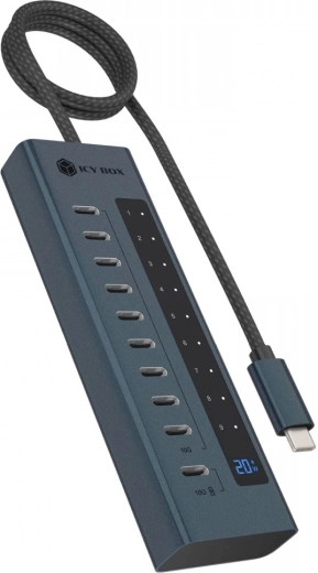 USB-C hub IB-HUB1450-C31, 10× USB-C Gen 2 tápegységgel