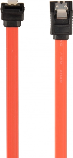 SATA III adatkábel 30 cm fém reteszekkel, egyenes + derékszögű csatlakozó