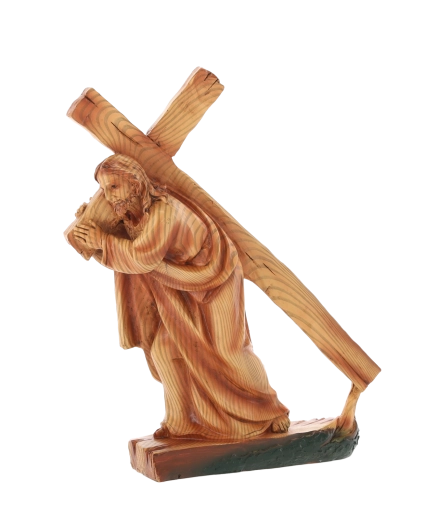 Keresztet vivő Jézus polirezin figurája