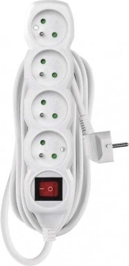 Emos hosszabbító elosztó kapcsolóval, 4 aljzat, 5 m, fehér