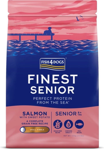 Fish4Dogs Finest száraztáp idős, kistestű kutyáknak lazaccal és édesburgonyával 1,5 kg