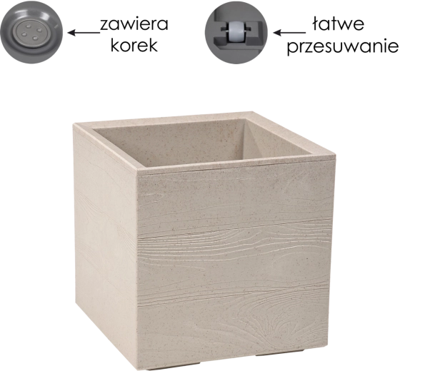 Karo virágtartó 30 × 30 cm Coffee Latte kerekeken