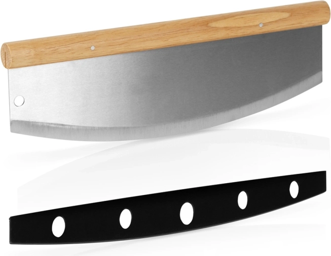 Vilde acél ringató pizzavágó kés 35 × 12 cm bambusz nyéllel
