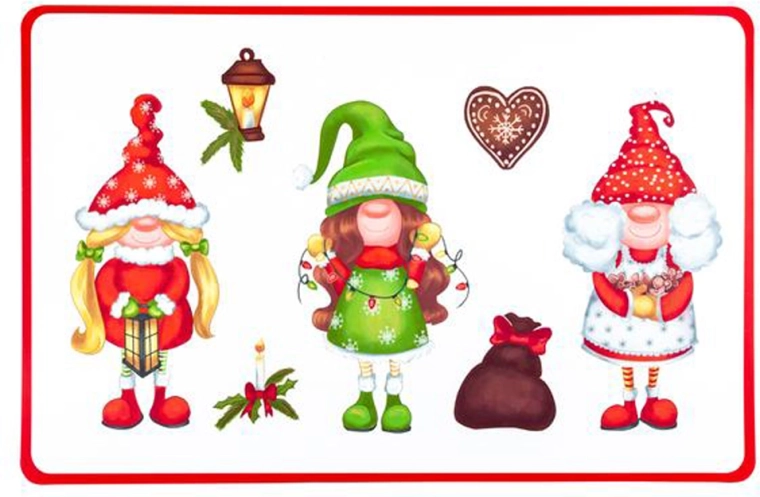 Karácsonyi műanyag asztalterítő Manócskák 28,5 × 44 cm