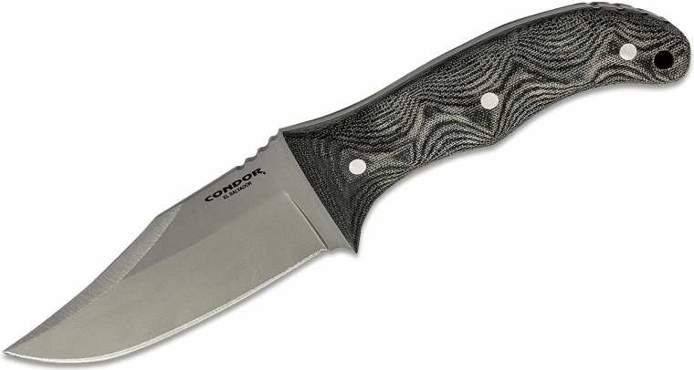 Condor Little Bowie – kisebb kültéri kés 11,7 cm, szürke Micarta, bőrtok