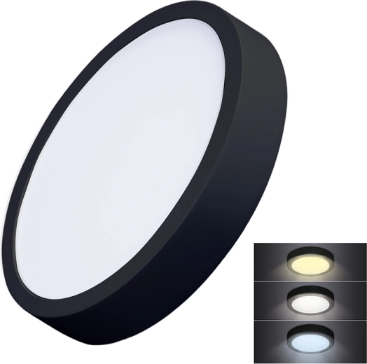 Solight LED felületre szerelhető mini panel CCT 24 W, kerek, fekete