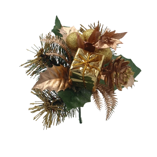 Arany karácsonyi díszes ágacska 18 cm