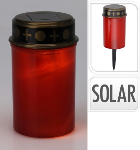 Temetői LED gyertya napelemes töltéssel, leszúrható, 12 cm