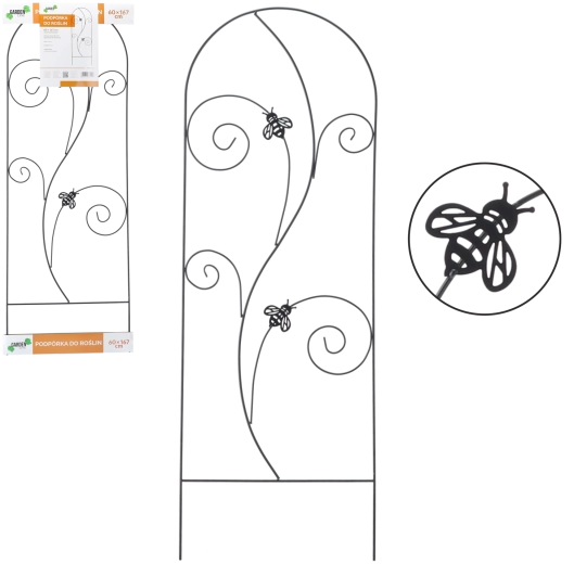 Fém kerti futórács futónövényekhez 60 × 167 cm, fekete