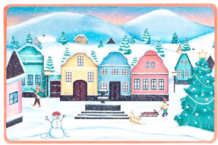 Karácsonyi alátét Falucska, műanyag 28,5 × 44 cm