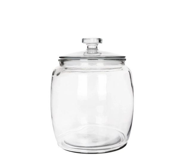Üveg tárolóedény 1,5 l kerek formával és üveg fedővel