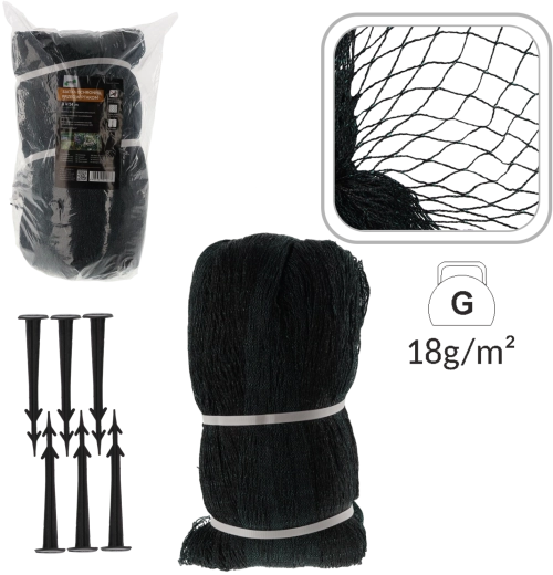 Madárháló 8 × 14 m, 18 g/m² + 16 műanyag rögzítőnyíl