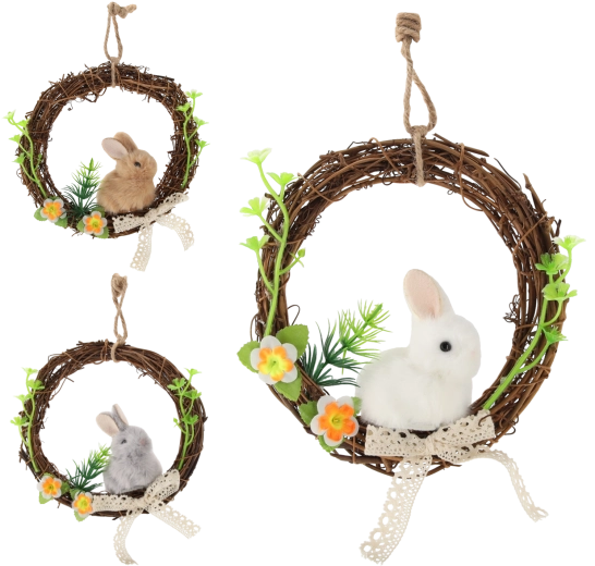 Húsvéti koszorú nyuszival 15 × 15 cm