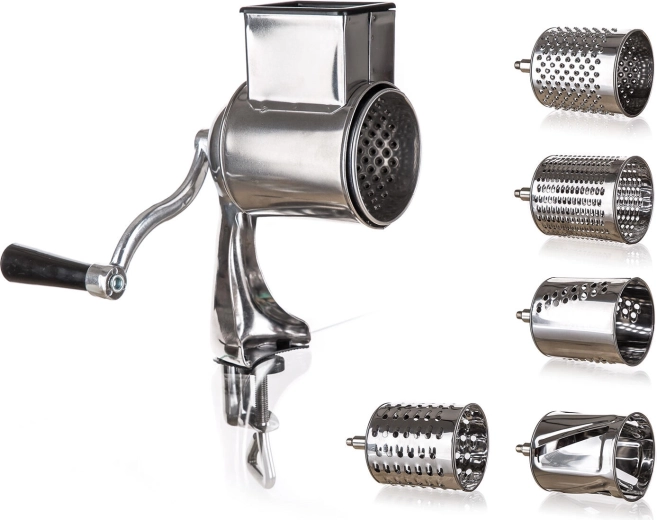 Multifunkcionális rozsdamentes acél 5 az 1-ben reszelő és szeletelő kézi karral