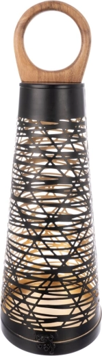 Cone fém és fa gyertyatartó, fekete-arany, 55 cm