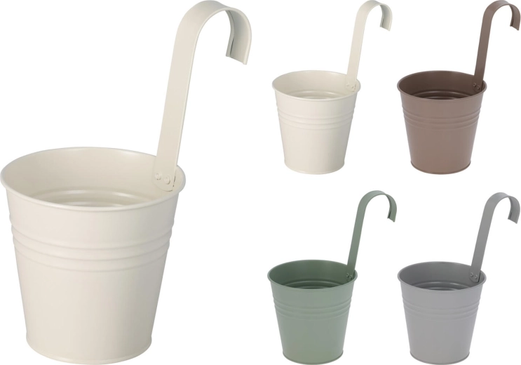 Felfüggeszthető dekorációs virágtartó 13 cm, horganyzott fémből – színmix