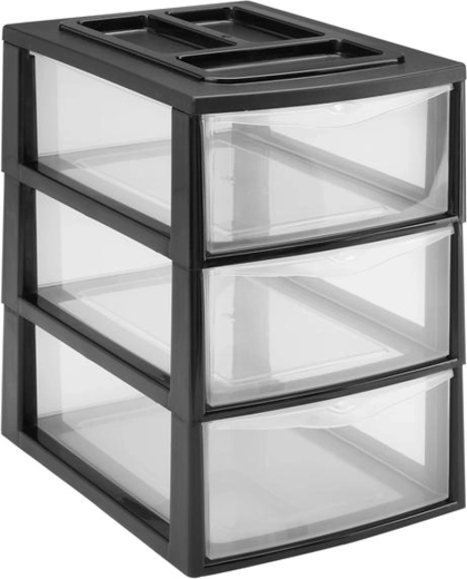 HEIDRUN műanyag polcrendszer 3 fiókkal 38 × 27 × 38 cm