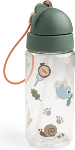 Done by Deer Tiny trails zöld, szívószálas kulacs 350 ml