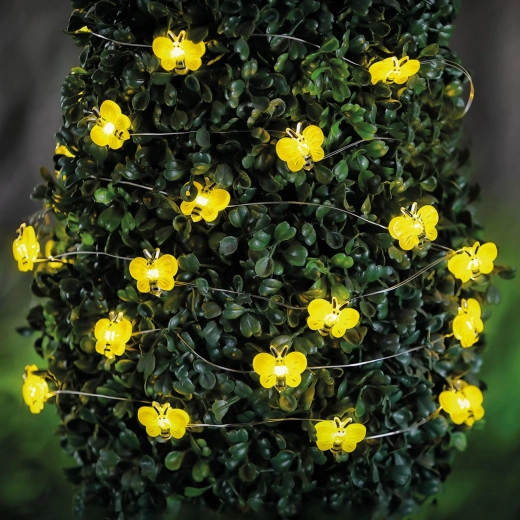 Napelemes LED fényfüzér méhecskékkel, 2,4 m, 25 LED, meleg fehér