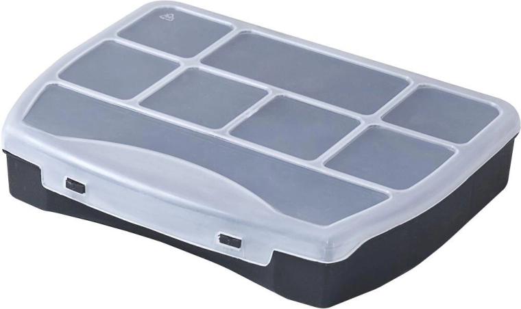 DOMINO rendező 190 × 155 × 37 mm, fekete/átlátszó