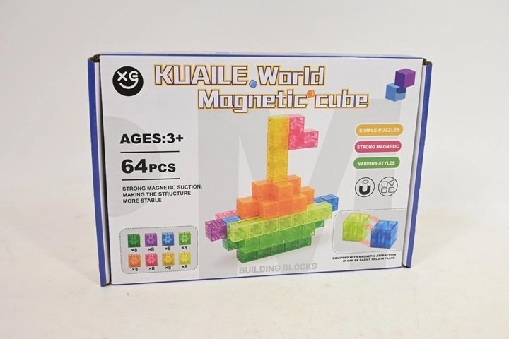 Mágneses építőkockák 64 db - 1 db