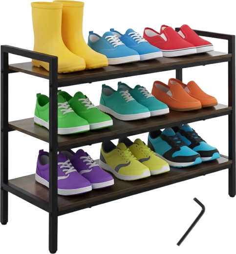 Ruhhy háromszintes cipőpolc 79 cm loft stílusban