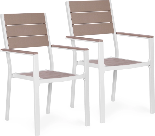 2 darab acél és HDPE kerti szék, fehér – MultiGarden