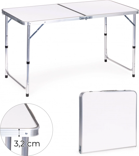 Összecsukható túraasztal MultiGarden, fehér asztallap 120 × 60 cm