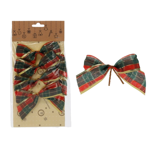 Karácsonyi dekoratív masnik 10 cm – 4 db-os készlet