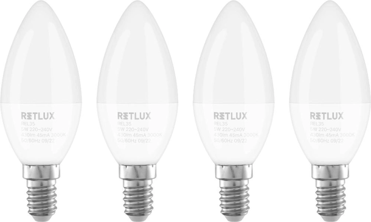Retlux LED gyertyaizzó E14 5 W meleg fehér – 4 db
