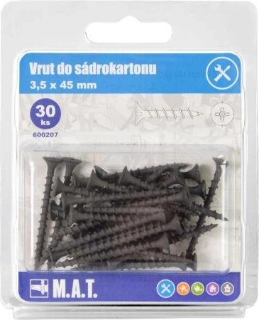 Gipszkarton csavar 3,5 × 45 mm, durva menet, foszfátozott (30 db)