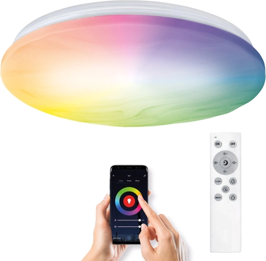 Solight Wave okos LED mennyezeti lámpa 30 W (Wi‑Fi, RGB + CCT, távirányítás)